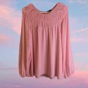 Ann Taylor Large long sleeve salmon polyester lined woman's fall top. Office